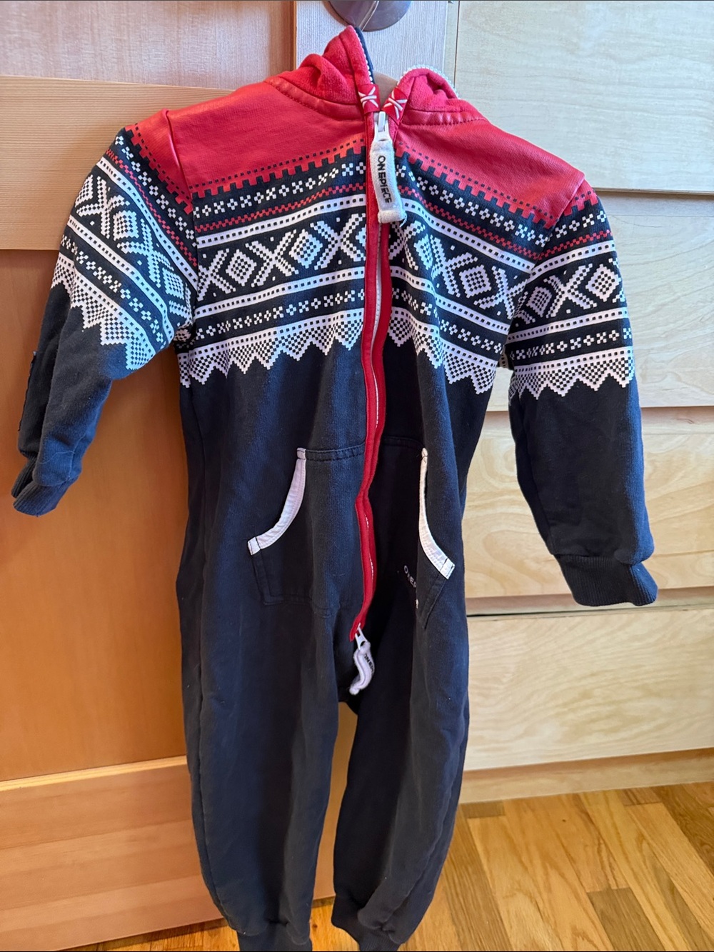 Onepiece Kids Hooded One-Piece Jumpsuit in Red, Black, White